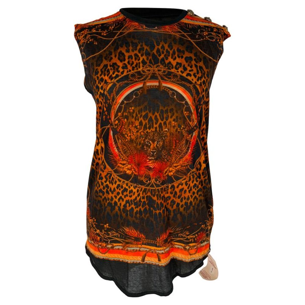 Balmain Printed Sleeveless T-Shirt in Black Cotton